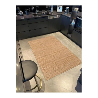 Machine Washable Straw Embroidered Striped Decorative Rug | Wayfair North America