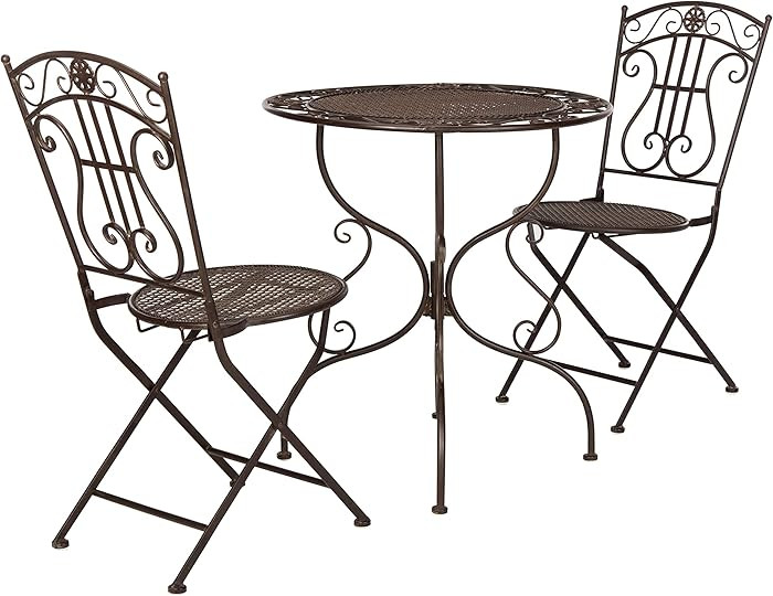 Safavieh PAT5028A Outdoor Collection Semly Pearl White 3-Piece Bistro Set | Amazon (US)