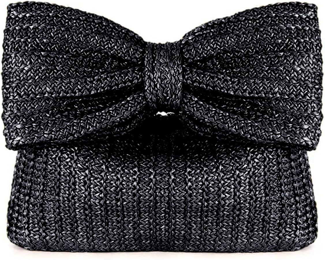 YYW Women Straw Clutch Purse Woven Bowknot Envelope Handbag Wedding Clutch Bag for Vocation Party | Amazon (US)
