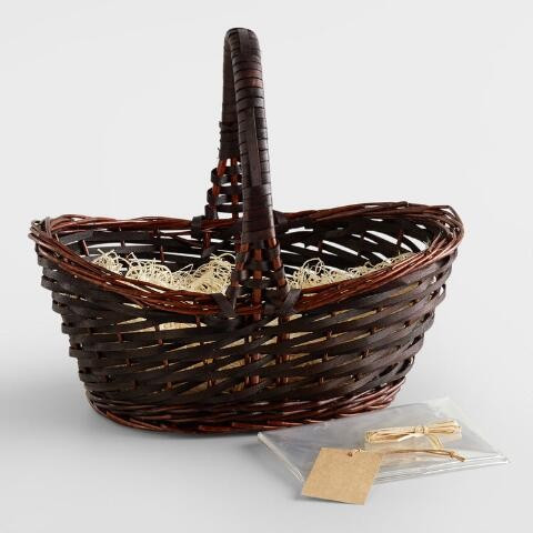 Dark Brown Gift Basket Kit With Handle | World Market