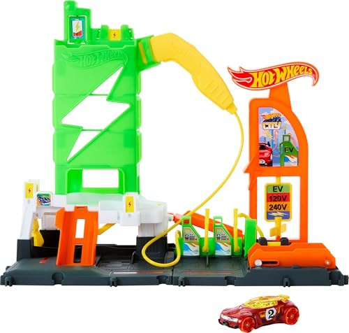 Hot Wheels City Track Set, Super Recharge Fuel Station Playset with EV Chargers & 1:64 Scale Toy Car | Amazon (US)