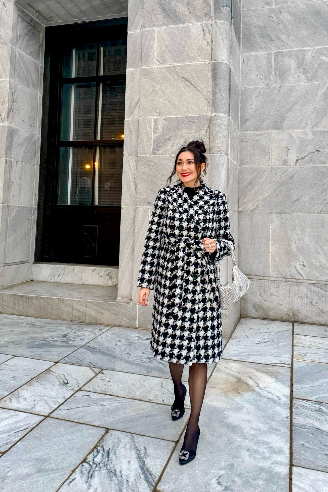 Winter Outfit ❤️

Houndstooth wrap coat size small, TTS (extra 40% off)
Black rhinestone mini dress size 4, TTS (extra 40% off)
Black tights 
Black heels with crystal buckles 

Holiday outfit 
Holiday party
Nye outfit 
New Year’s Eve 



#LTKSaleAlert #LTKHoliday #LTKSeasonal