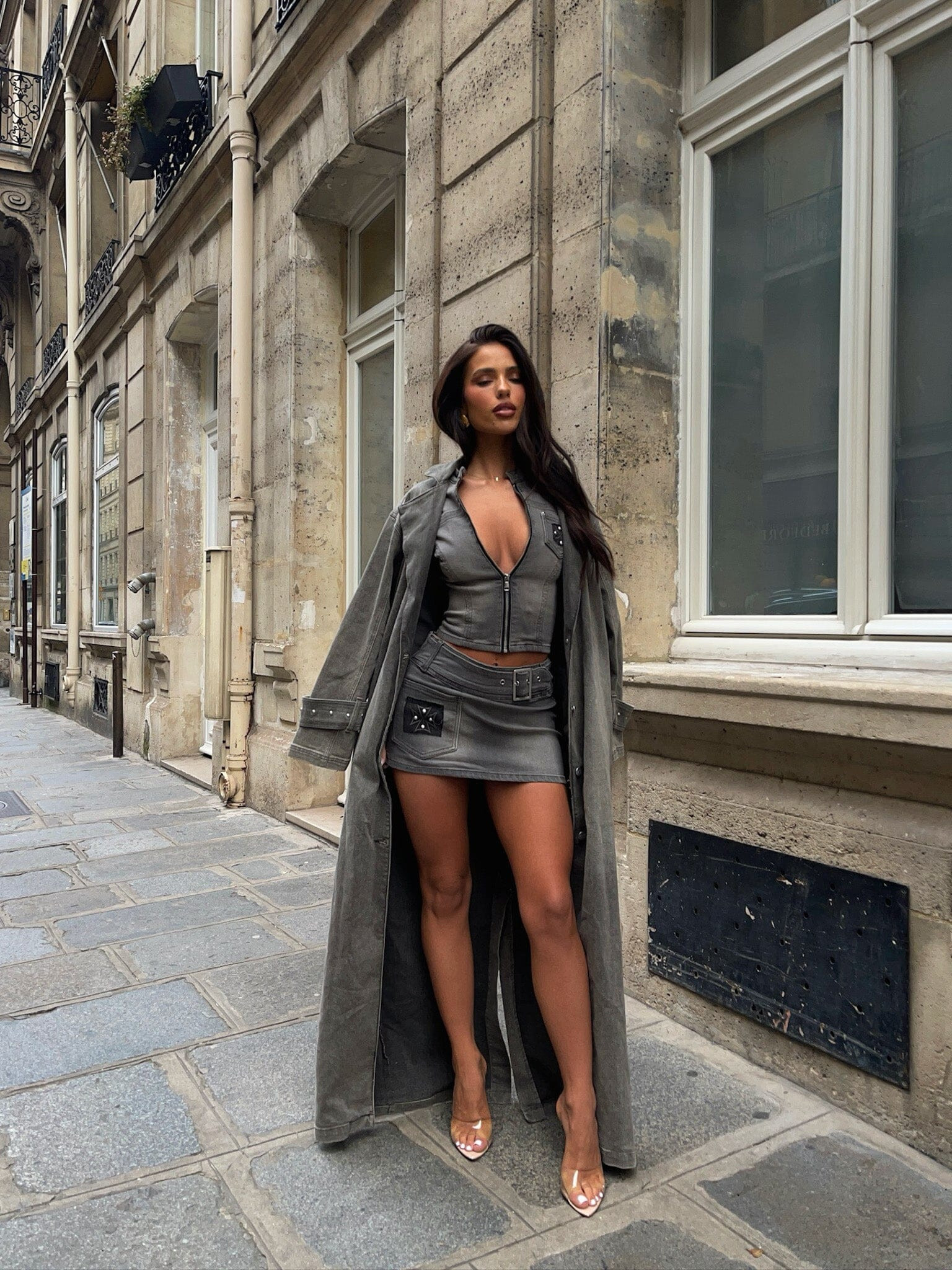 ELIAS MINI SKIRT BLACK DENIM | Outcast Clothing