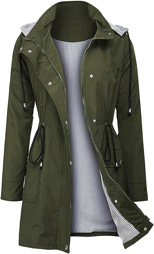 Arthas Women Light Rain Jacket Waterproof Active Outdoor Trench Raincoat with Hood Lightweight Plus  | Amazon (US)