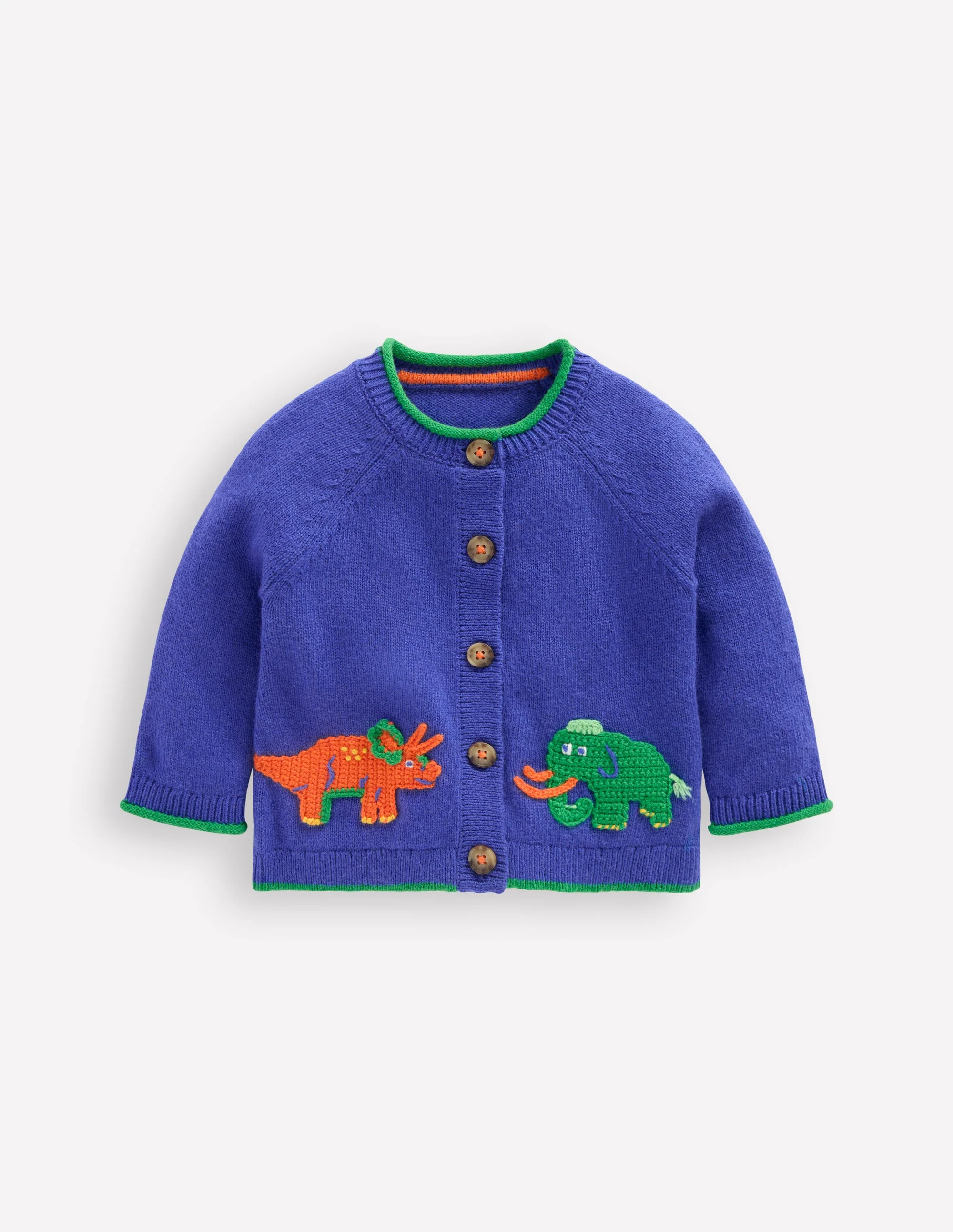 Novelty Logo Cardigan-Sapphire Blue Prehistoric Logo | Boden (US)