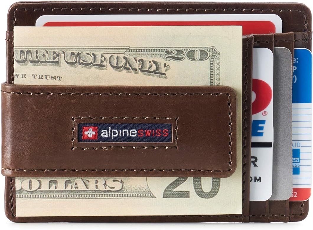 Alpine Swiss Harper Mens RFID Slim Front Pocket Wallet Magnetic Money Clip ID Card Holder Leather | Amazon (US)