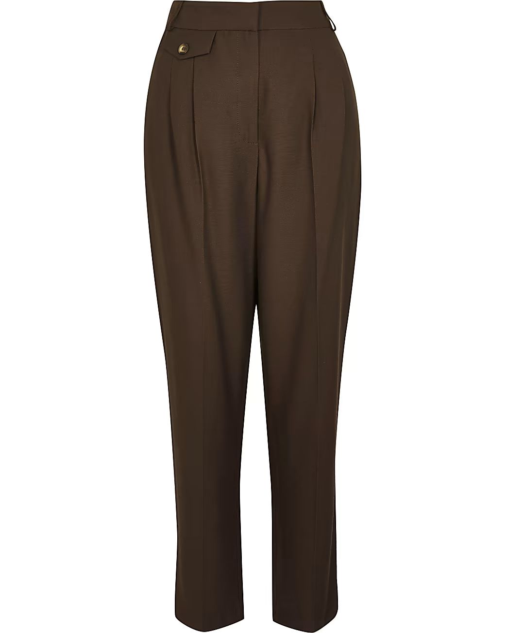 Brown pleated tapered trousers | River Island (UK & IE)