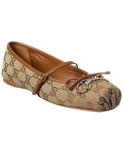 Horsebit GG Canvas & Leather Ballet Flat | Gilt & Gilt City