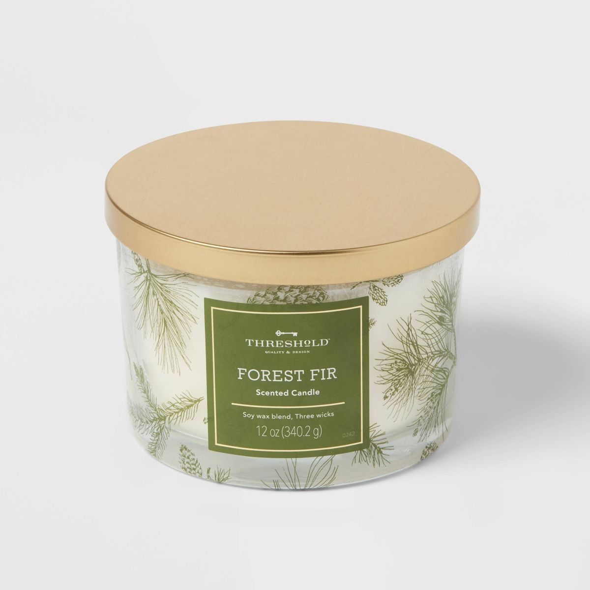 3-Wick Printed Glass Forest Fir Lidded Jar Candle White 12oz - Threshold™ | Target
