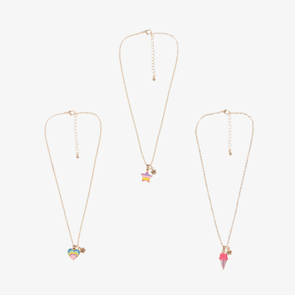 Girls Pink & Gold BFF Necklaces (3 Pack) | Childrensalon