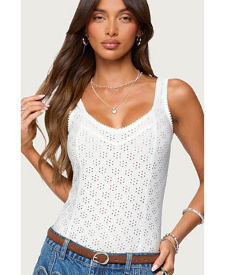 Womens Clementina Eyelet Bodysuit | Macy's
