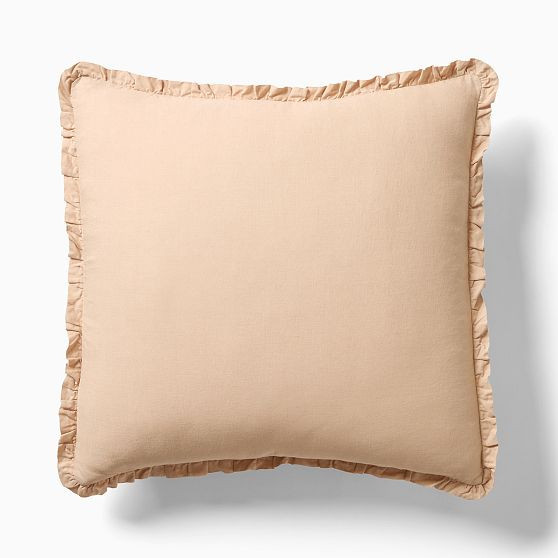 European Flax Linen Ruffle Euro Sham, Sandalwood | West Elm (US)