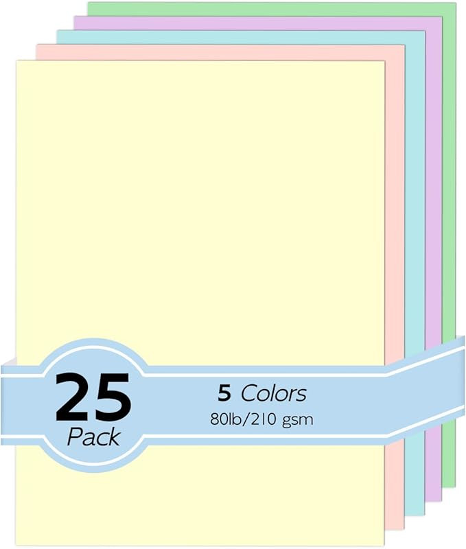 80lb Pastel Construction Paper Assorted Colors, Goefun 5 Colors Colored Cardstock Paper 8.5 x 11 ... | Amazon (US)
