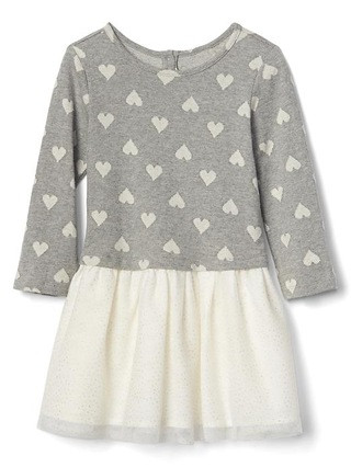 Gap Jacquard Hearts Tulle Dress Size 12-18 M - Polka dot heather | Gap US