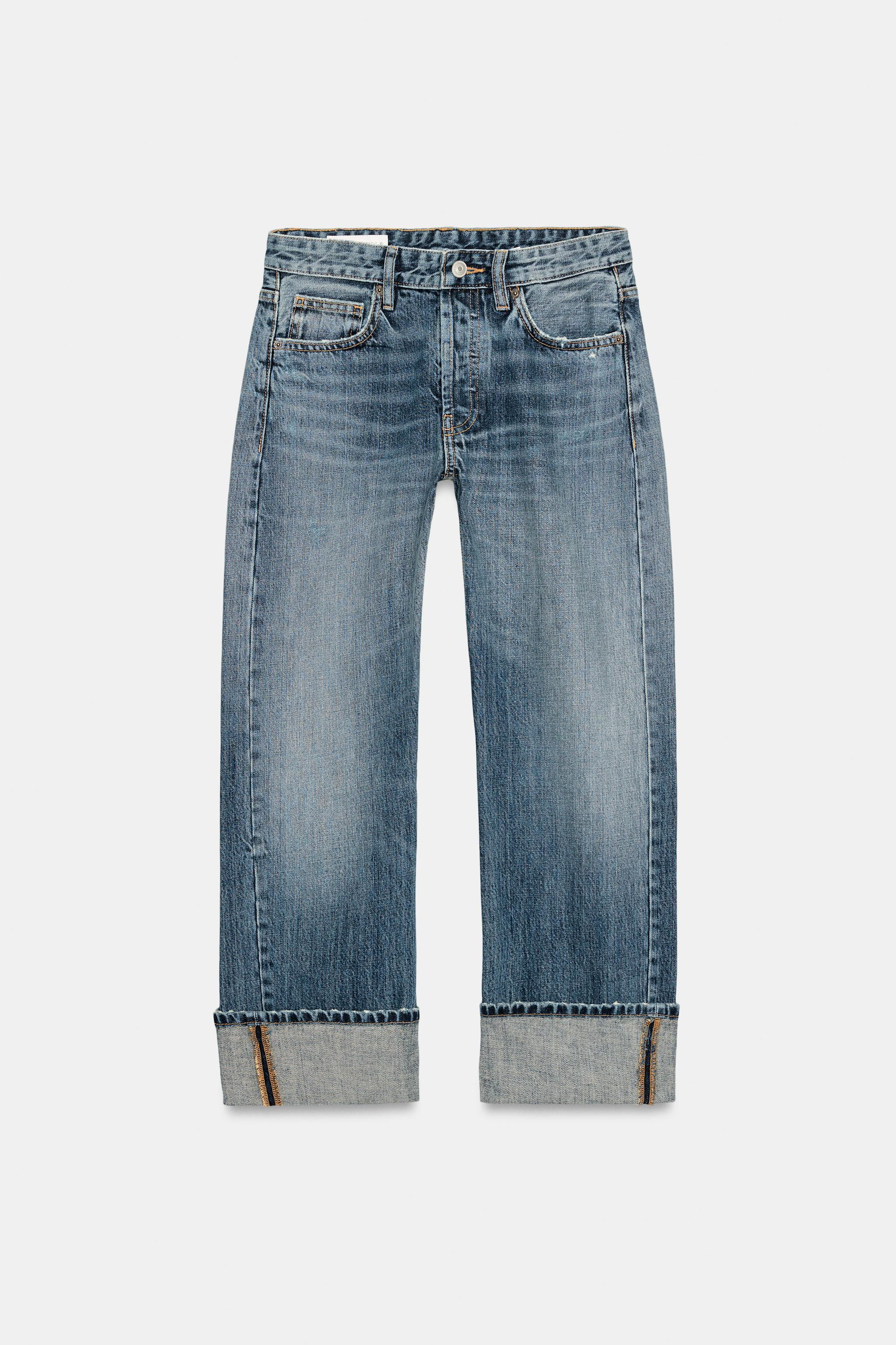 TRF MID-RISE FOLD-UP STRAIGHT LEG JEANS | Zara Canada