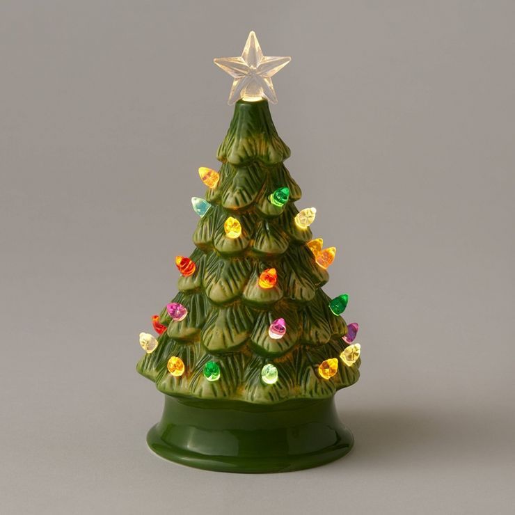 6.875&#34; Battery Operated Lit Ceramic Christmas Tree Green - Wondershop&#8482; | Target