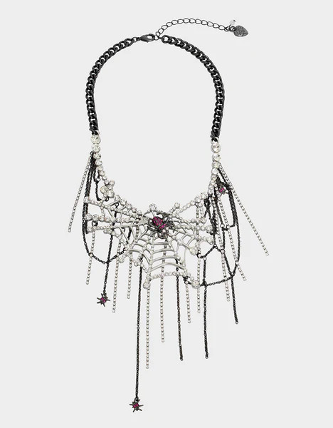 RICH WITCH SPIDER BIB NECKLACE RED | Betsey Johnson