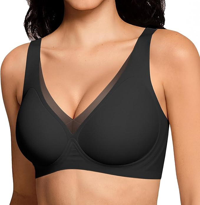 Deep V Wireless Jelly Bras for Women No Underwire Seamless Push Up Comfortable Tshirt Bralettes E... | Amazon (US)