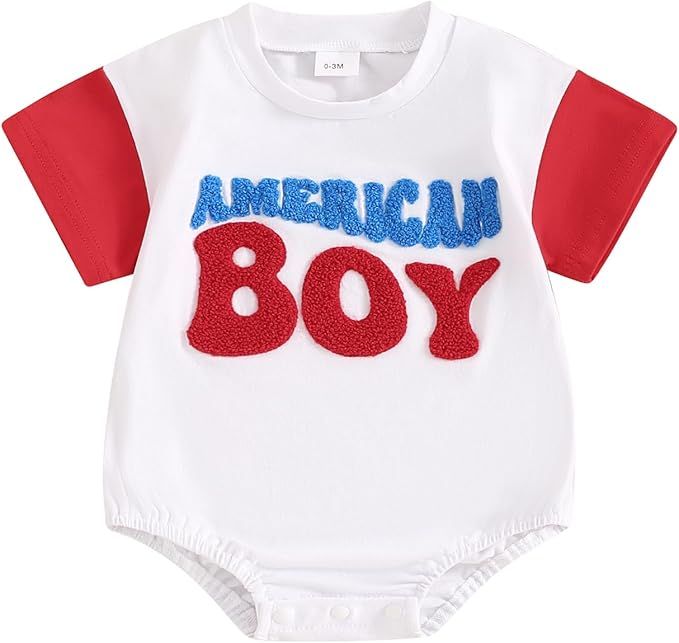 ZyHwShine 4th of July Baby Boy Girl Outfit Newborn Memorial Day Bubble Romper Independence Day On... | Amazon (US)