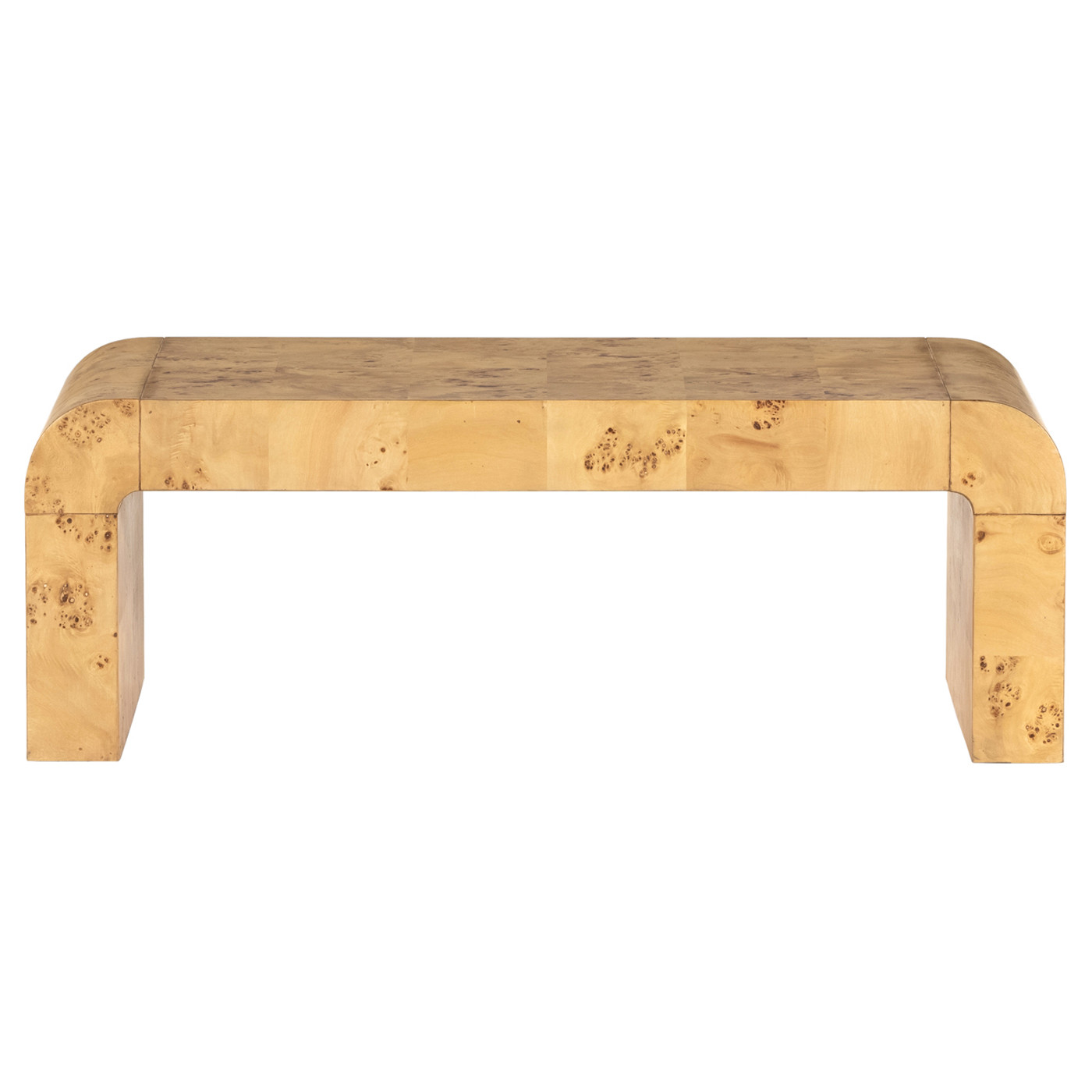 Cynthia Rustic Lodge Natural Burl Wood Curved Rectangular Coffee Table | Kathy Kuo Home