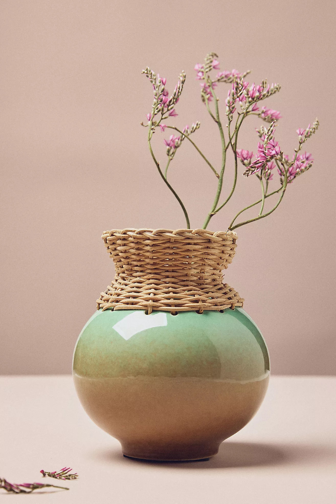 Alina Rattan Woven Ombre Clay Vase | Anthropologie (US)