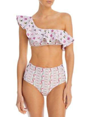 Isa Peruvia Floral Print Ruffle One Shoulder Bikini Top & Isa Peruvia Floral Print Ruched High Wa... | Bloomingdale's (US)