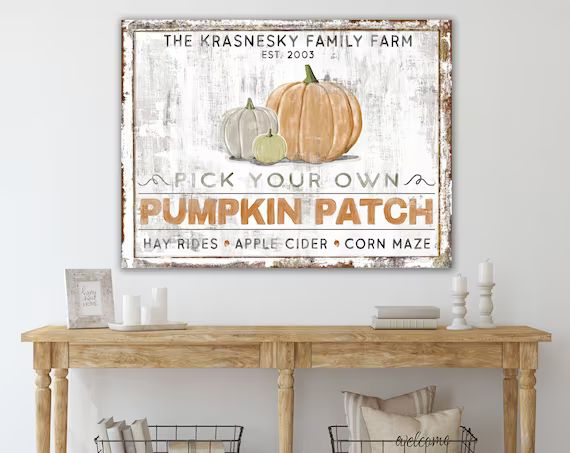 Pumpkin Patch Rustic Fall Sign, Modern Farmhouse Wall Decor, Primitive Country Autumn Farm Decor,... | Etsy (US)