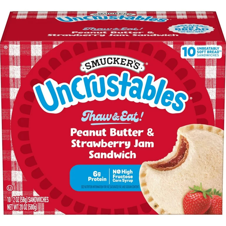 Smucker’s Uncrustables Peanut Butter & Strawberry Jam Sandwiches, 10 Count, 2 oz Each, Frozen | Walmart (US)