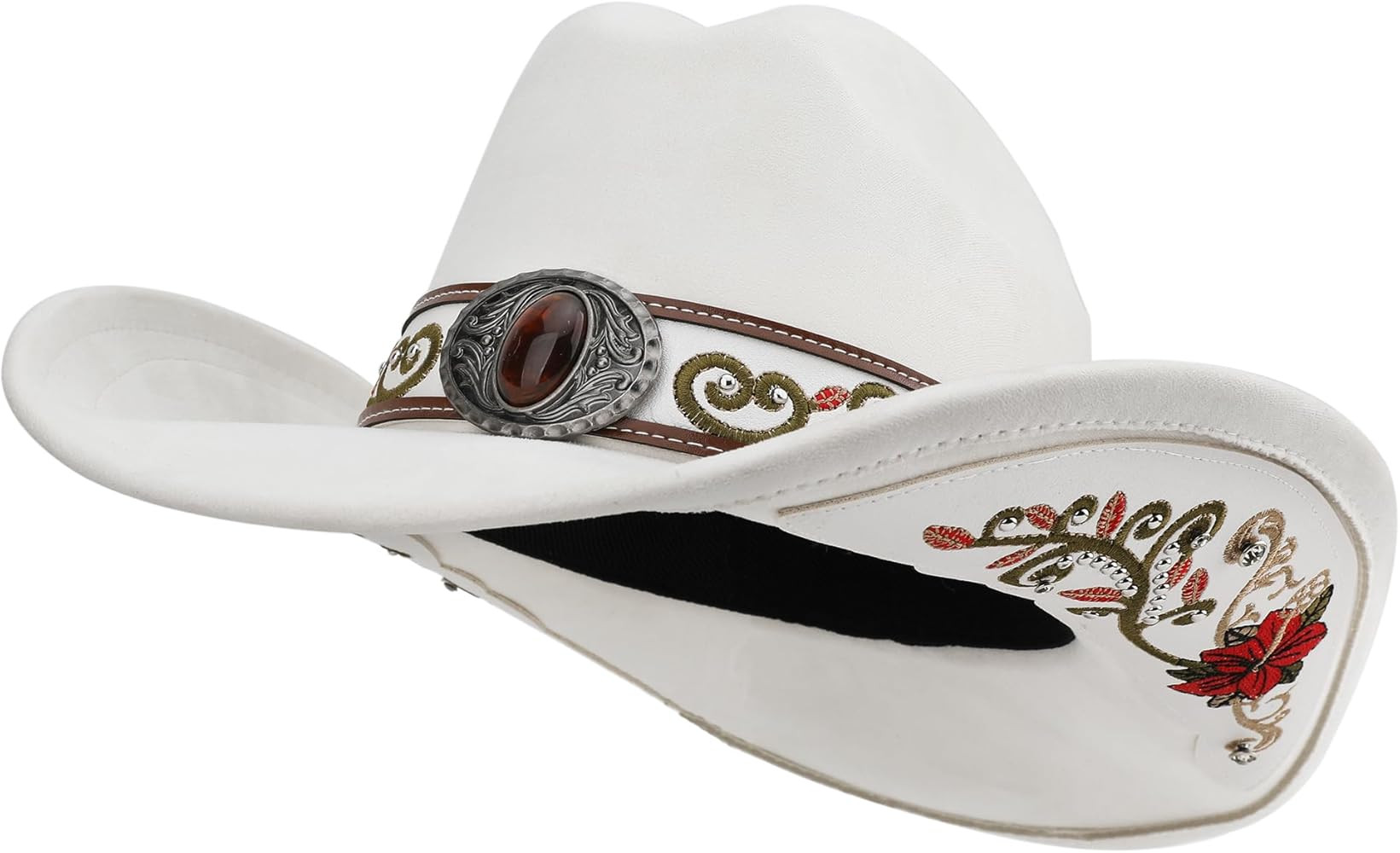 Western Cowboy Hat for Men and Women, Shapeable Big Wide Brim Cowgirl Hat with Embroidery | Amazon (US)