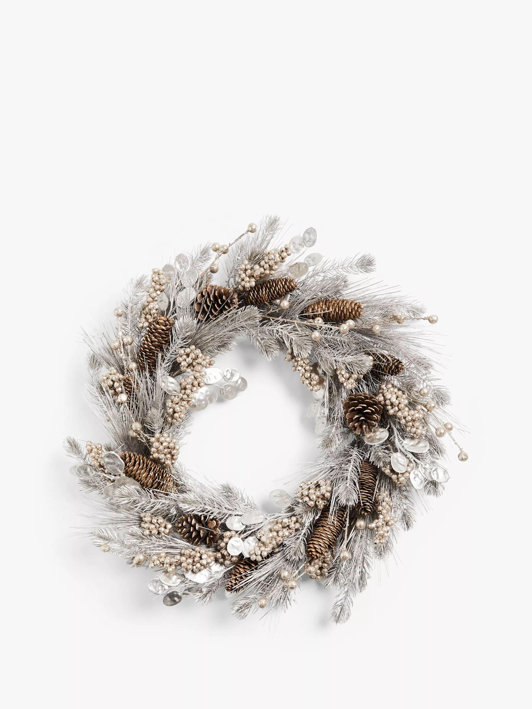 John Lewis & Partners Blush Coast Pine and Berry Wreath, Champagne | John Lewis (UK)