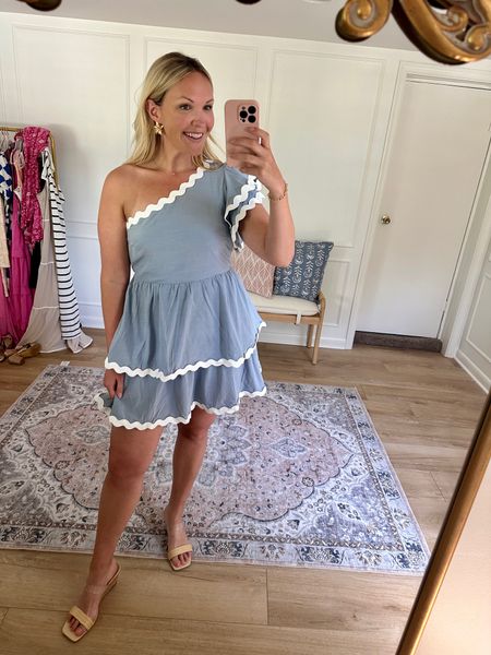 Fun one shoulder rik rak dress - perfect for vacation or a date night outfit. It zips on the side and comes in other colors! I’m wearing a med  

#LTKStyleTip #LTKMidsize #LTKSeasonal