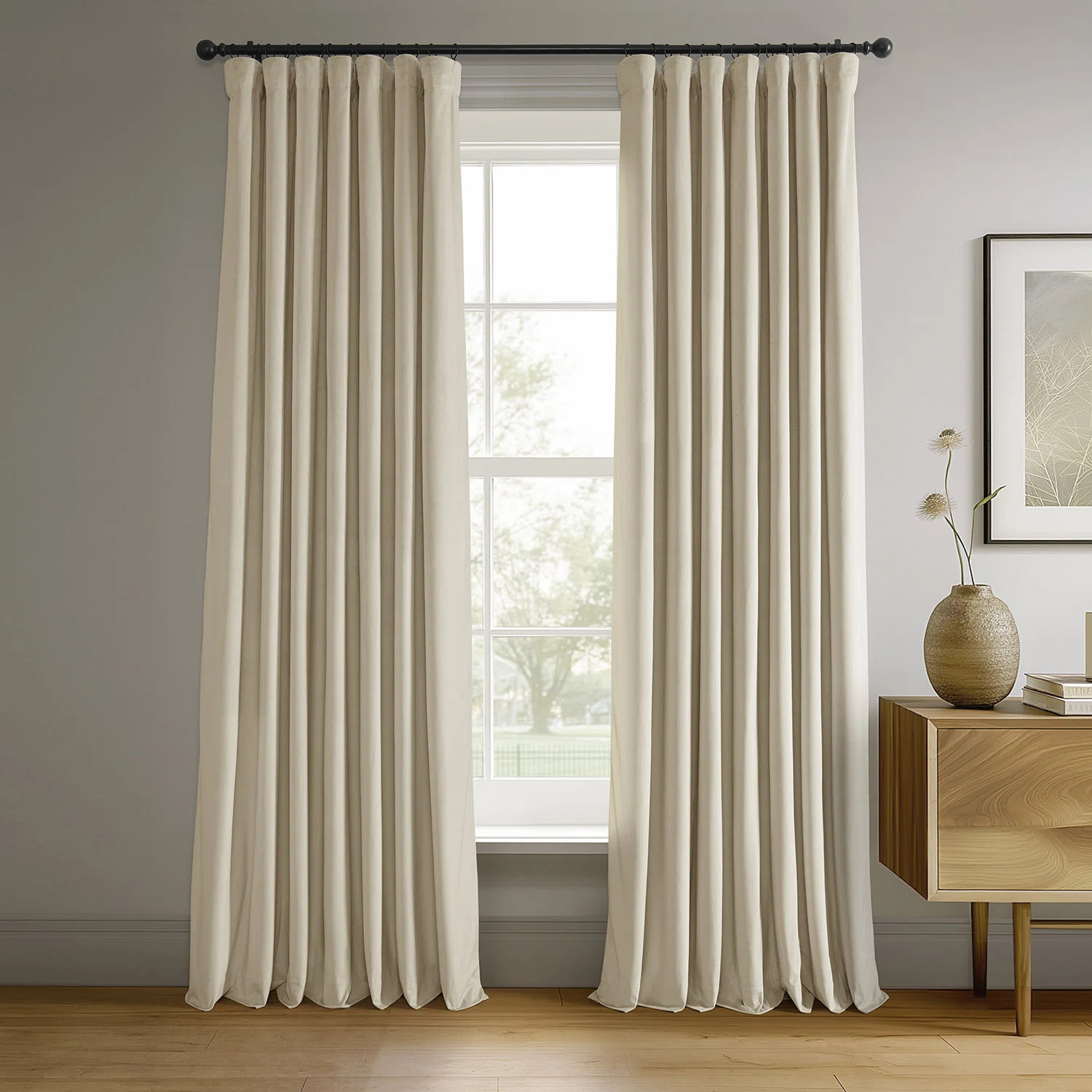 Olivia Signature Thermal Lined 100% Blackout Velvet Curtains for Bedroom & Living Room Curtains S... | Wayfair North America