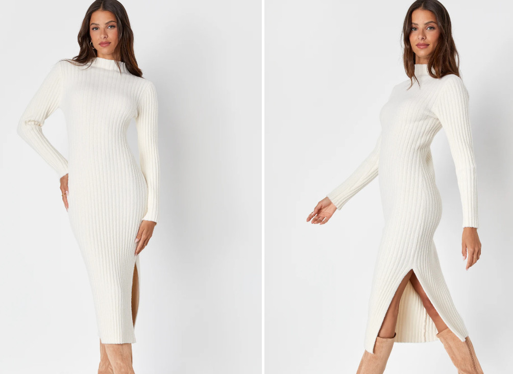 available in M & L right now!

womens knit sweater winter dress casual outfit ideas with boots midi dress white long sleeved slit on the side Irresistible Feelings Ivory Fuzzy Knit Midi Sweater Dress
Lulus 

 