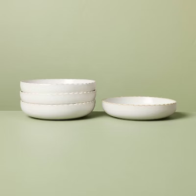 Set of 4 28 fl oz Pinched Edge Pasta/Grain Bowls Sour Cream - Hearth & Hand™ with Magnolia | Target