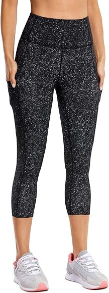 CRZ YOGA Women's Naked Feeling High Waist Gym Workout Capris Leggings with Pockets 19 Inches | Amazon (US)