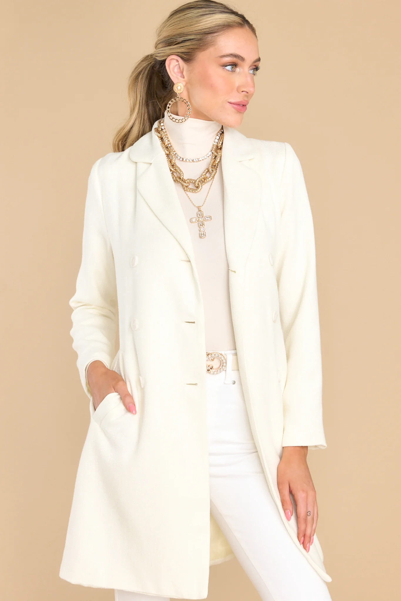 Ready For Anything Ivory Coat | Red Dress 