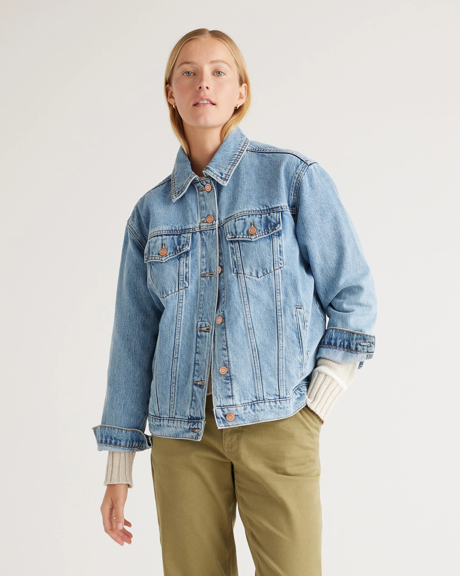 100% Organic Cotton Oversized Denim Jacket | Quince