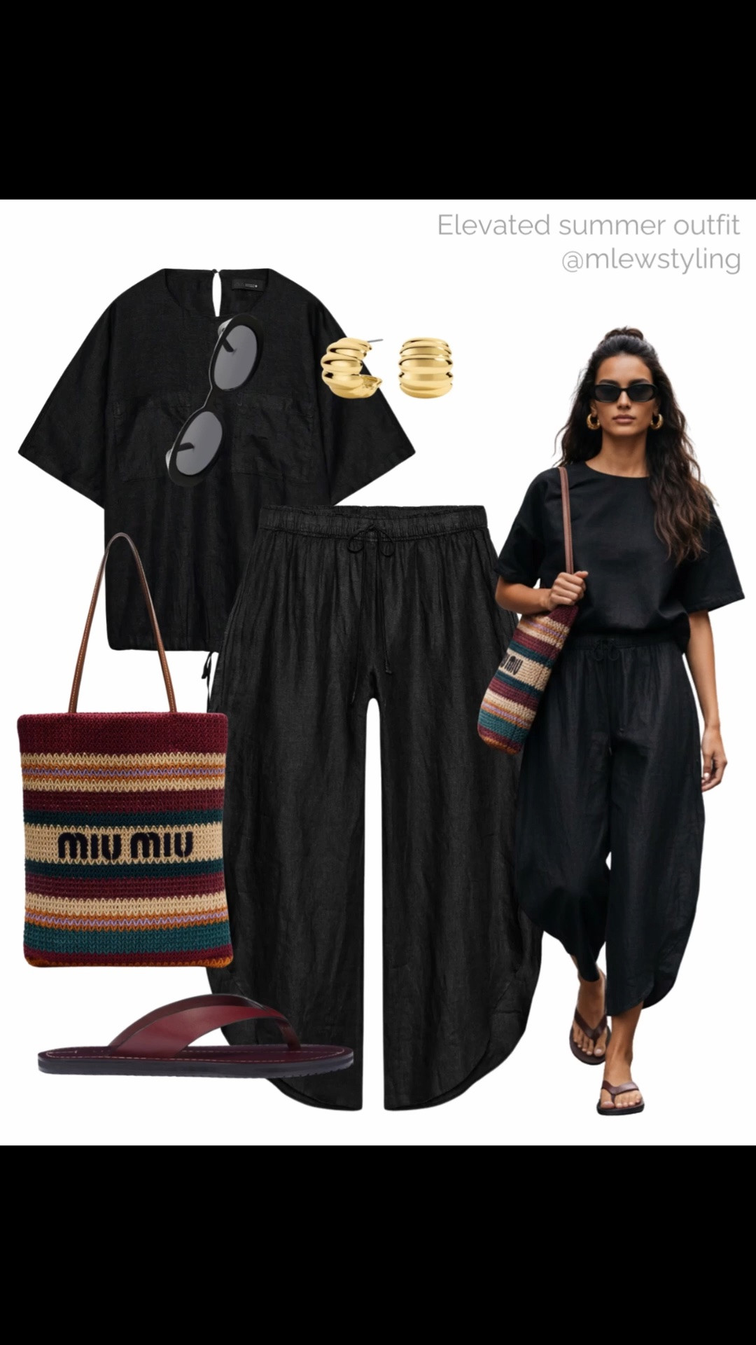 Drawstring linen pants, elevated ✨

Tags: summer outfit, new-in Zara matching set, miu miu woven bag, leather sandals, revolve black sunglasses, gold earrings, capsule wardrobe, outfit formulas

#LTKsummer #LTKstyletip #LTKbag