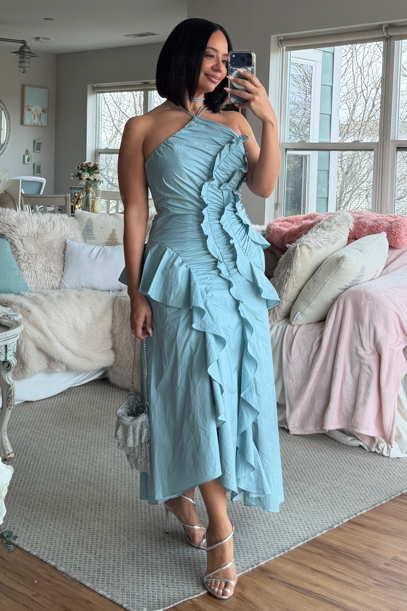 SPRING FORMAL DRESSES 🩵 Ruffles have never been more chic 😍 Beautiful for a wedding guest dress. Dress does not have stretch but fits true to size. Similar styles tagged as well. 

#LTKPetite #LTKOver40 #LTKootd