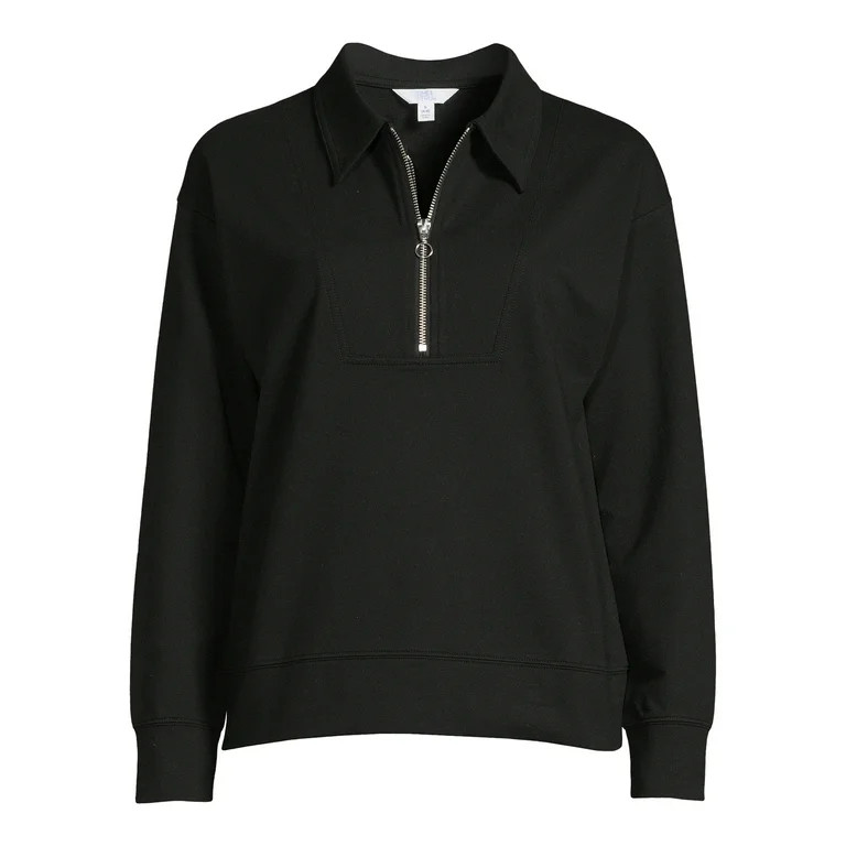 Time and Tru Women's Quarter Zip Sweatshirt | Walmart (US)