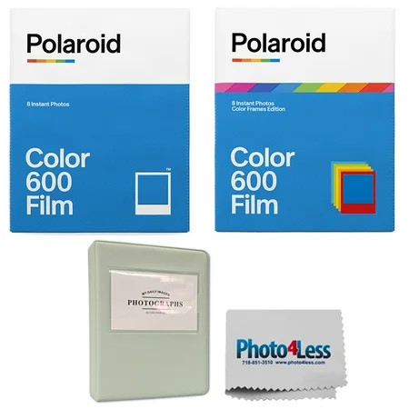 Polaroid Color Film for 600 Color Frame + Polaroid Color Film for 600 + Phobea Leather 5"" Photo Alb | Walmart (US)