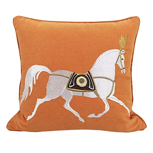 Croker Horse 18x18'' inches Orange Embroidered Horse Throw Pillow Cushion Covers - Modern Fashion... | Amazon (US)