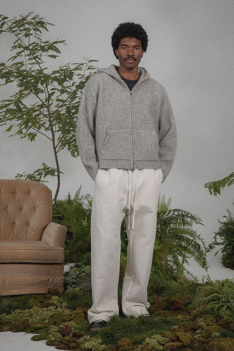 MOHAIR BLEND ZIP HOODIE | Elwood Clothing