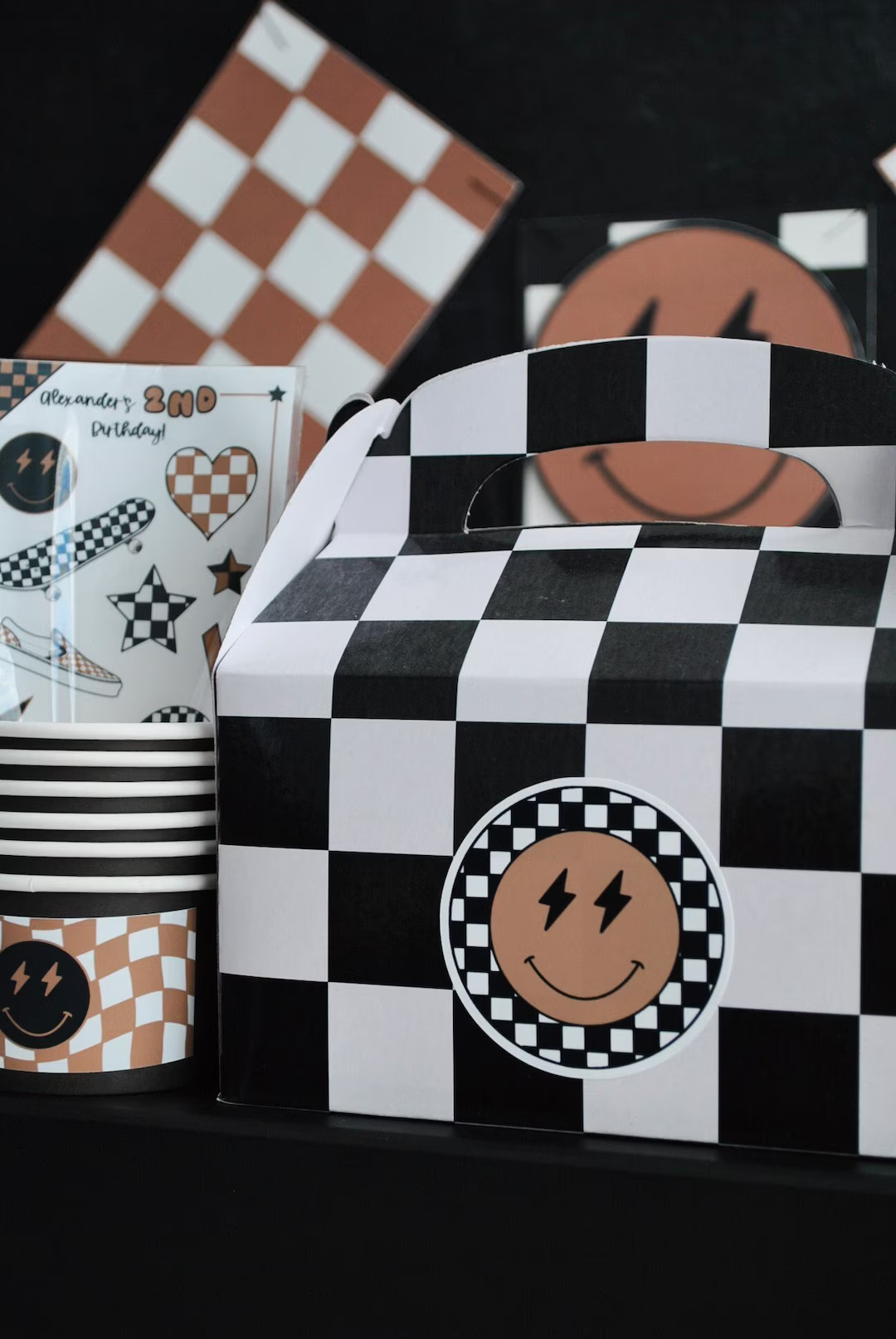One Happy Dude, White Black Brown Checkered Labels, Smiley Face Stickers, Party Favor Labels, Goo... | Etsy (US)