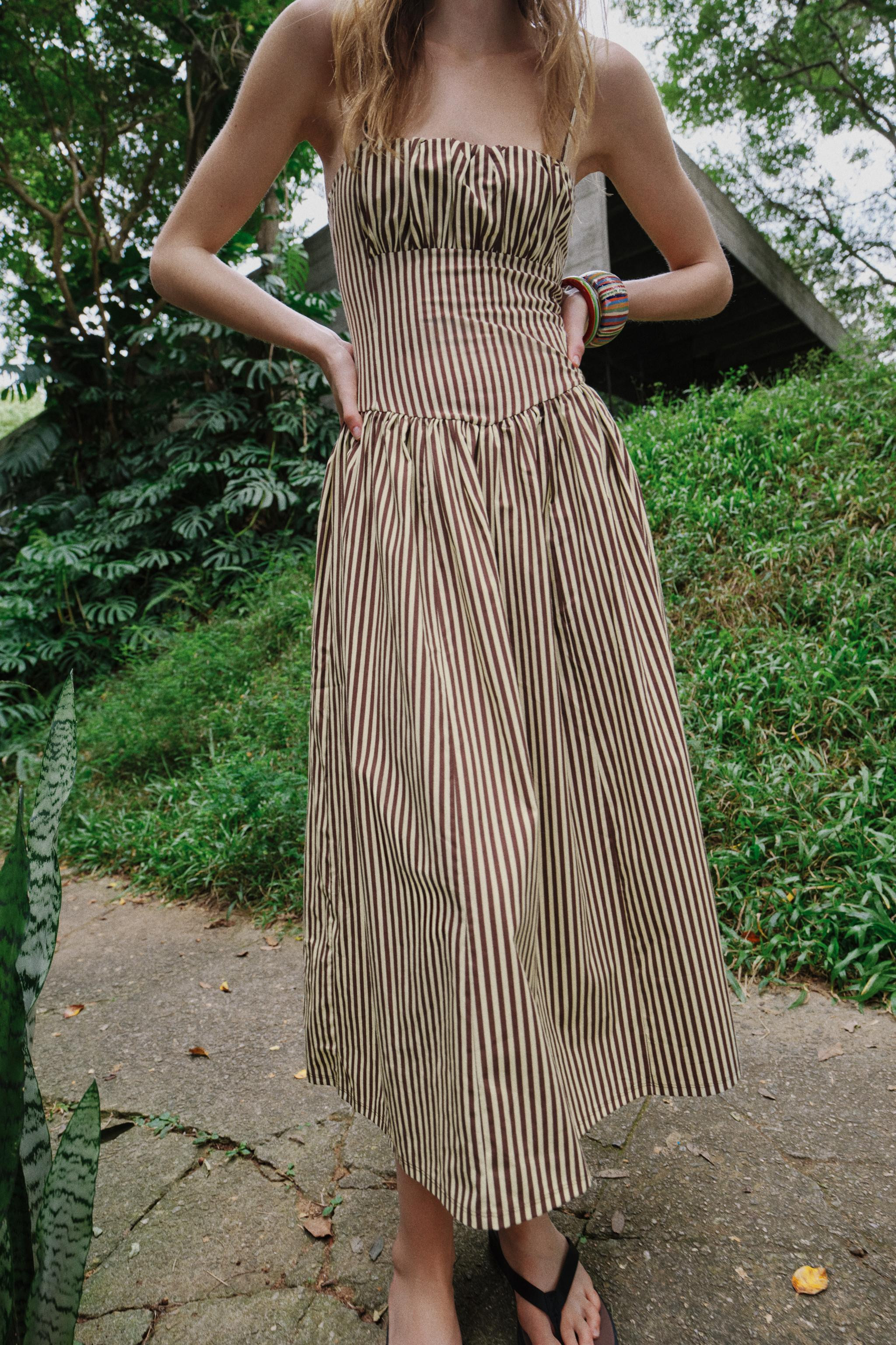 STRIPED COMBINATION POPLIN DRESS | Zara Canada