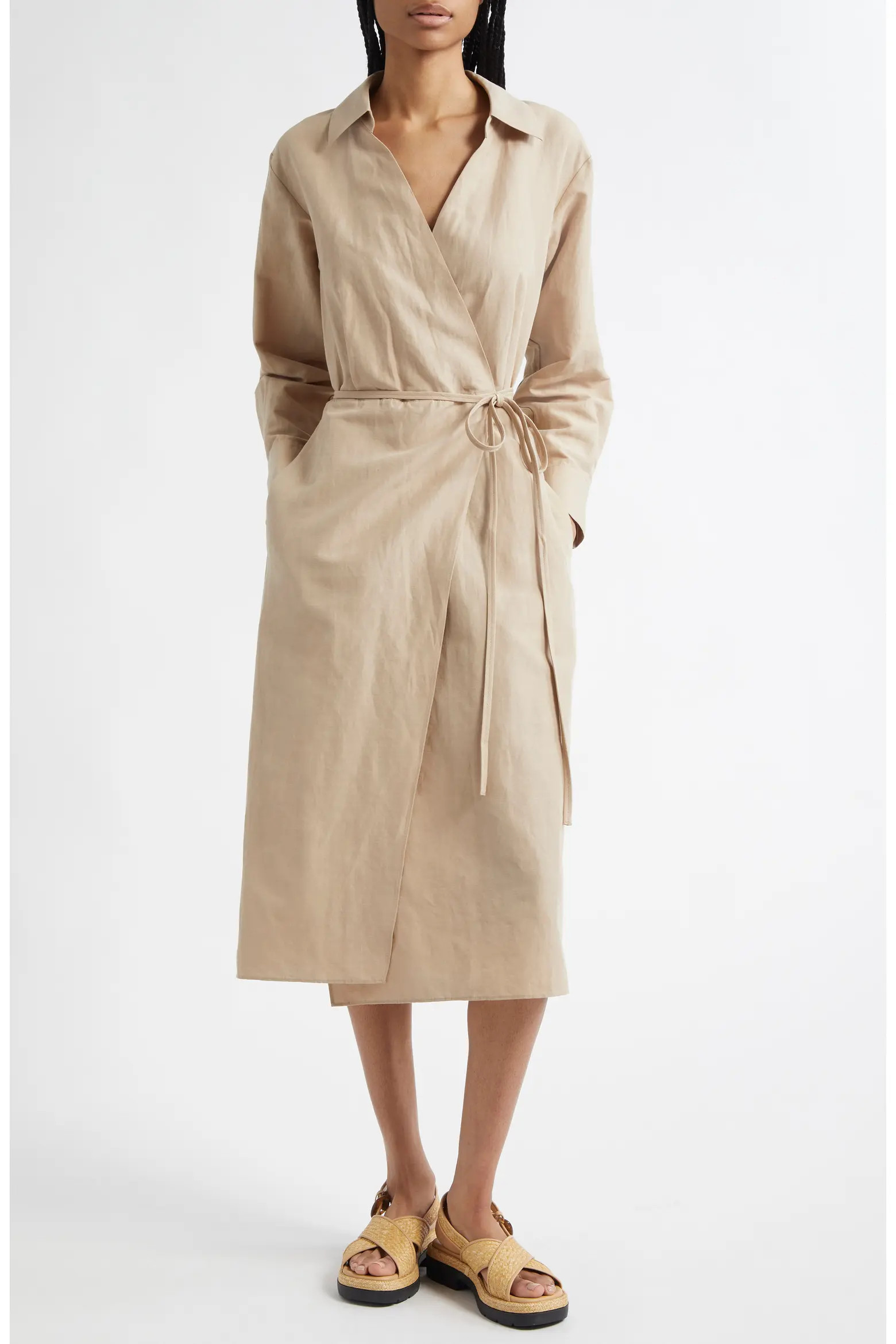 Long Sleeve Wrap Shirtdress (Women) | Nordstromrack | Nordstrom Rack