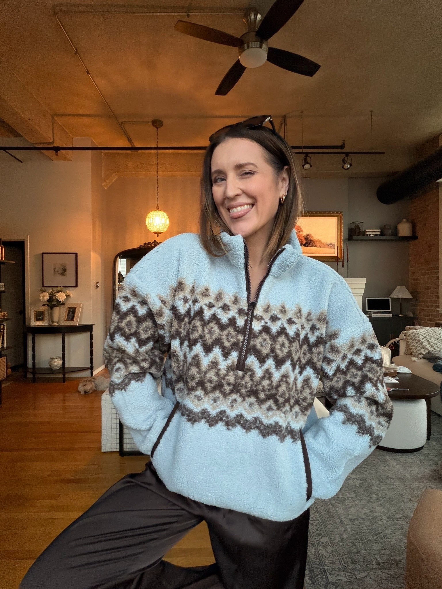 Obsessed with this Sherpa pullover! Size up to M for an oversized fit. @abercrombie sale up to 30% off sweaters + STACKABLE code: AFLTK for extra 20% off almost everything else