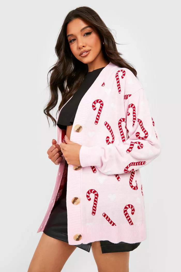 Candy Cane Christmas Cardigan | boohoo (US & Canada)