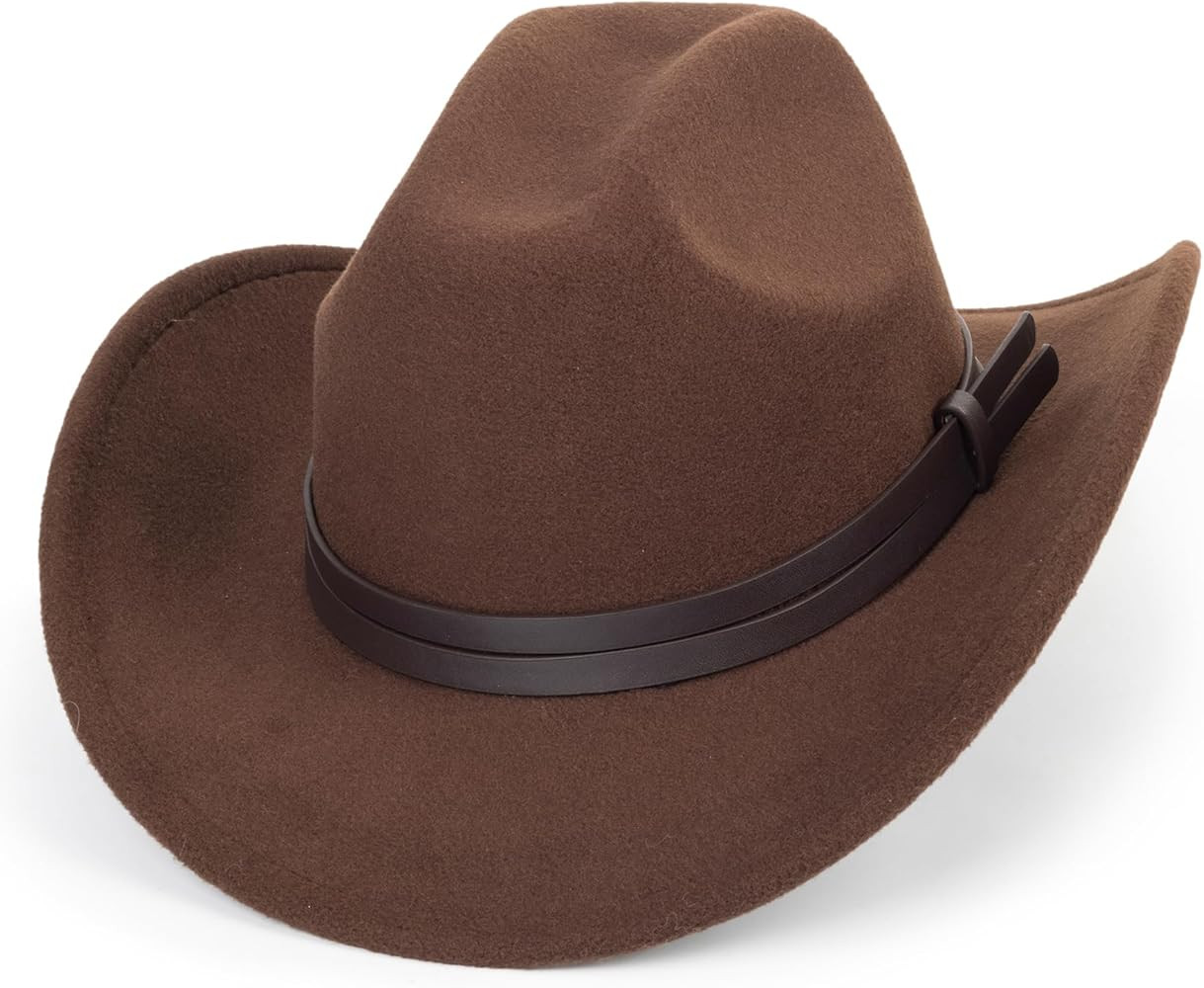 Classic Felt-Western-Cowboy-Cowgirl-Hats for Women-Men Fedora-Jazz-Hat with Band(Lagre) | Amazon (US)