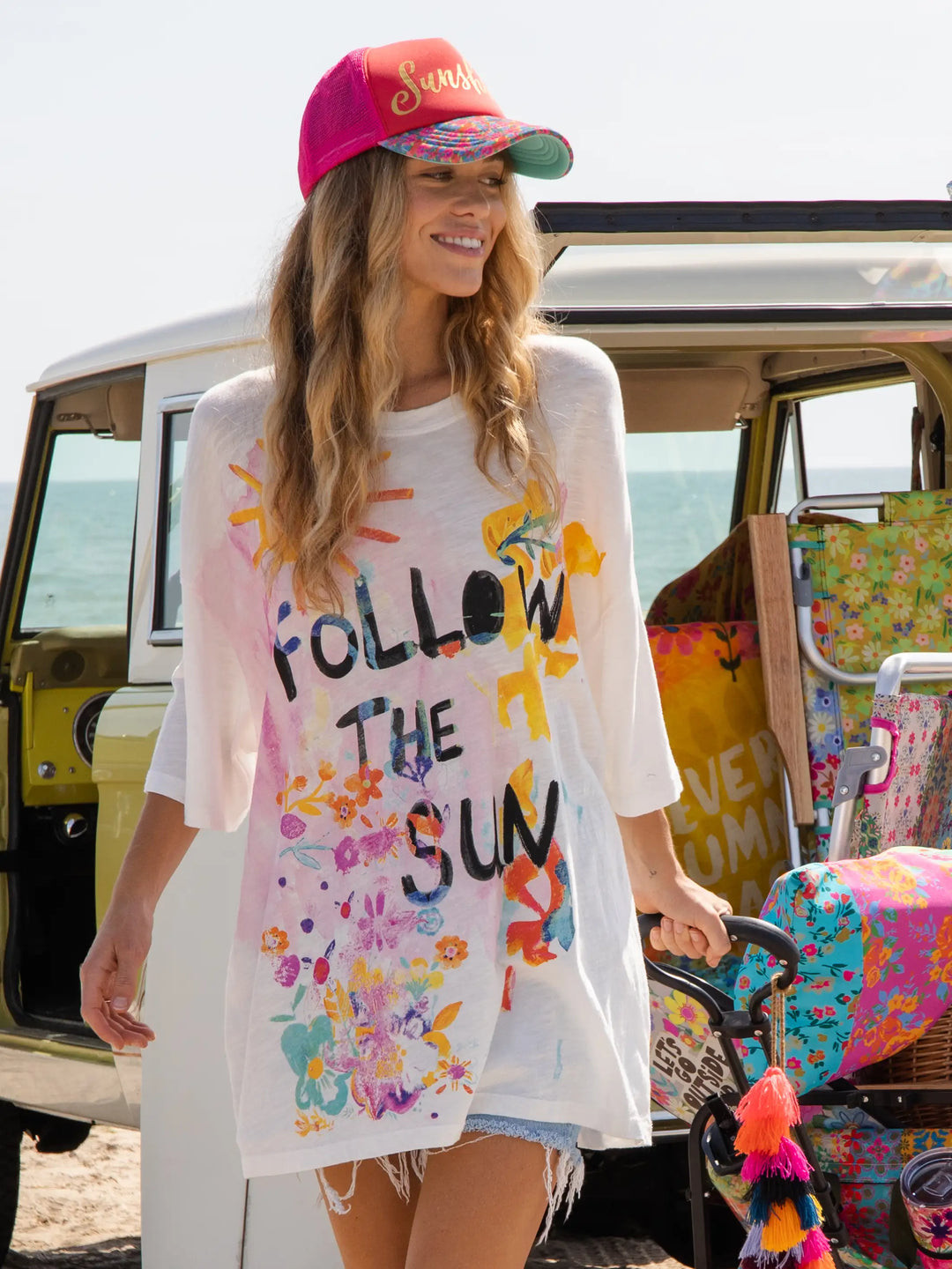 One Size Cotton Easy Tee - Follow The Sun White | Natural Life